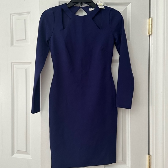 Halston Heritage Blue Cut Out Ponte Dress - Picture 5 of 8